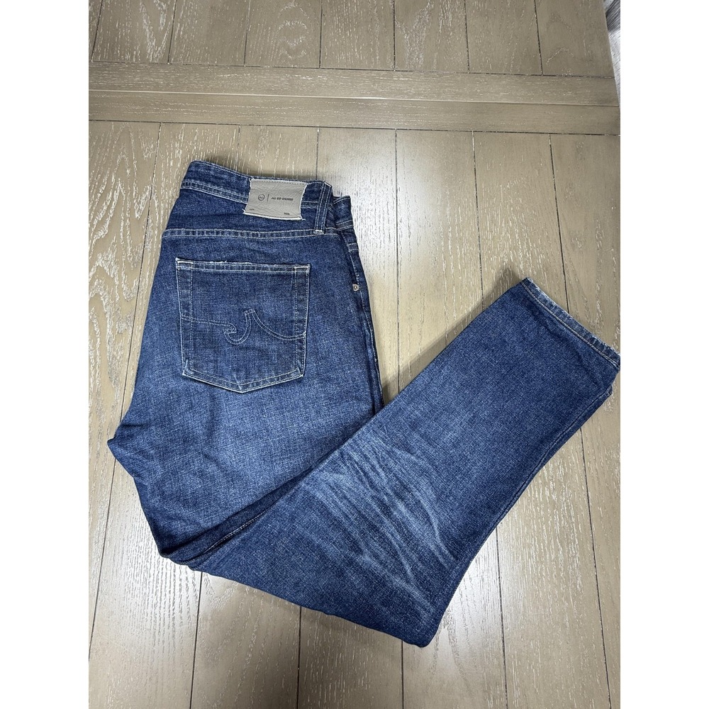 AG Adriano Goldschmied Dylan Jeans 33x27 Blue Slim Japanese‎ Denim Distressed